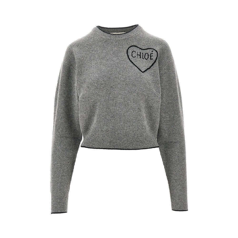Chloe' Logo Embroidery Cropped Sweater